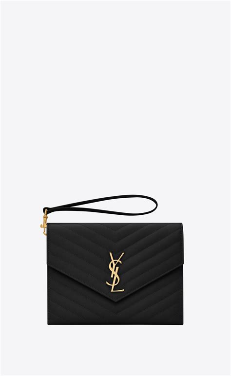 yves saint laurent monogramme clutch|Saint Laurent Monogram Quilted Leather Wallet Clutch.